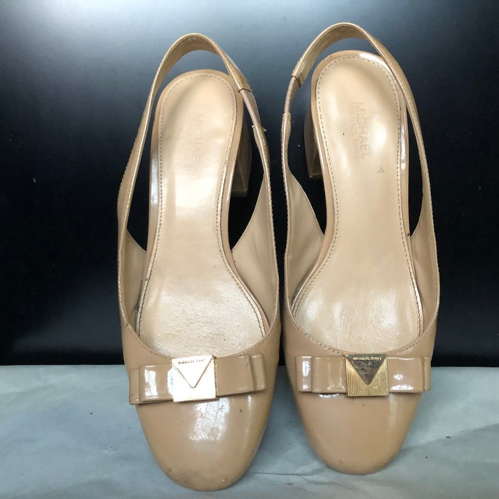 Michael Kors Patent Leather Block Heels in Nude Color, Size 5